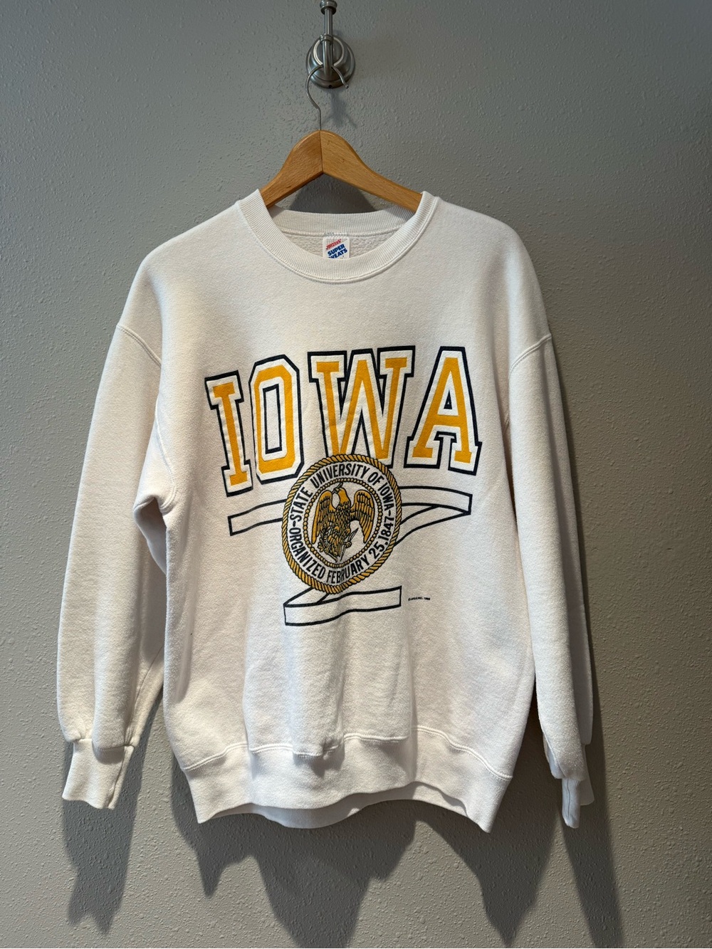 Vintage 90s Super Sweats Iowa Hawkeyes University Seal Crewneck Sweatshirt Large